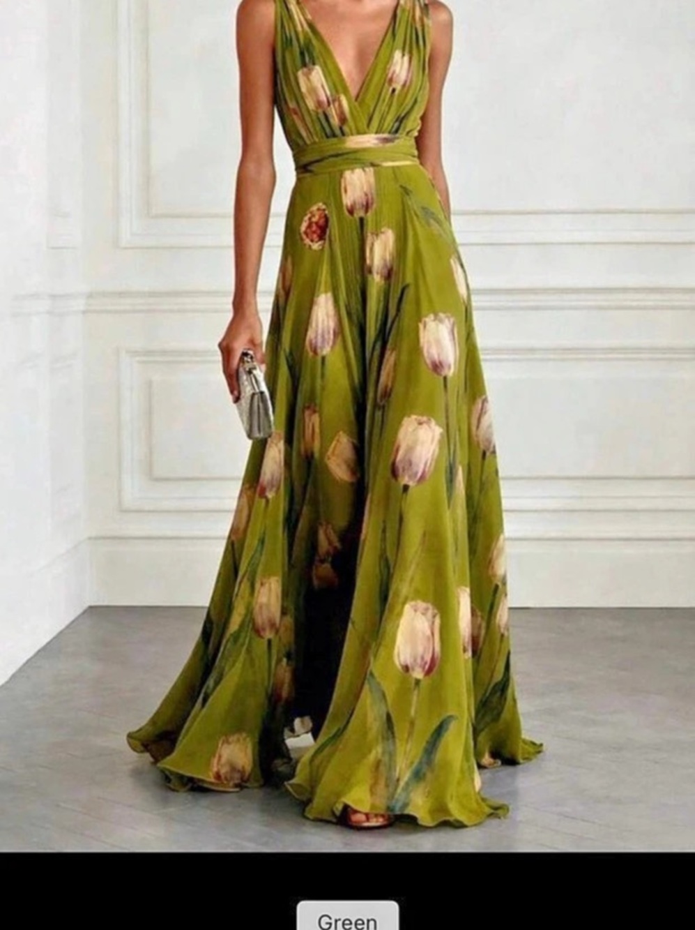 NWT Floral Maxi Dress in Green & Pink